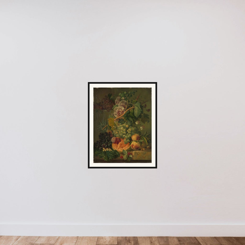 Still Life with Flowers and Fruits framed — shown to scale