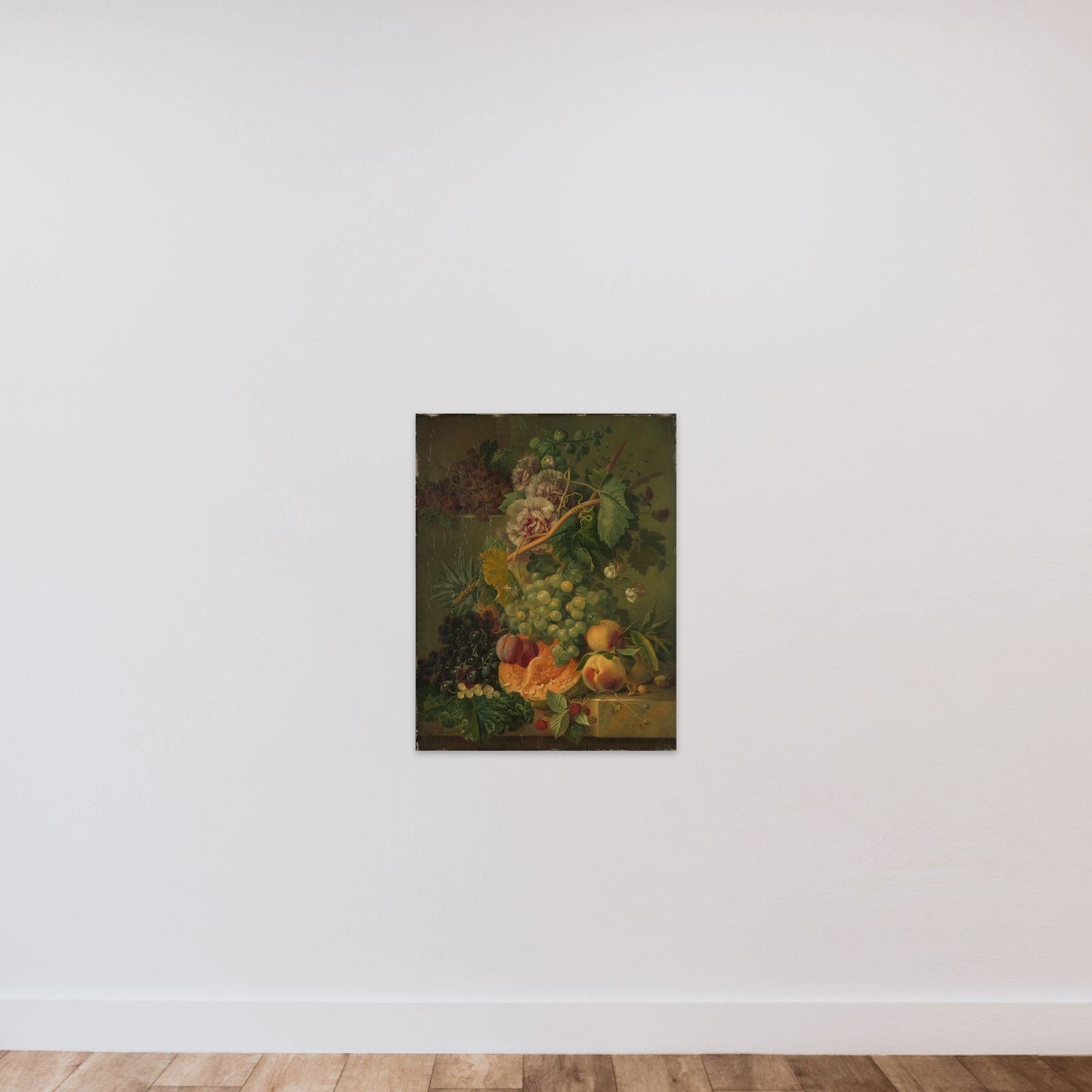 Still Life with Flowers and Fruits unframed — shown to scale