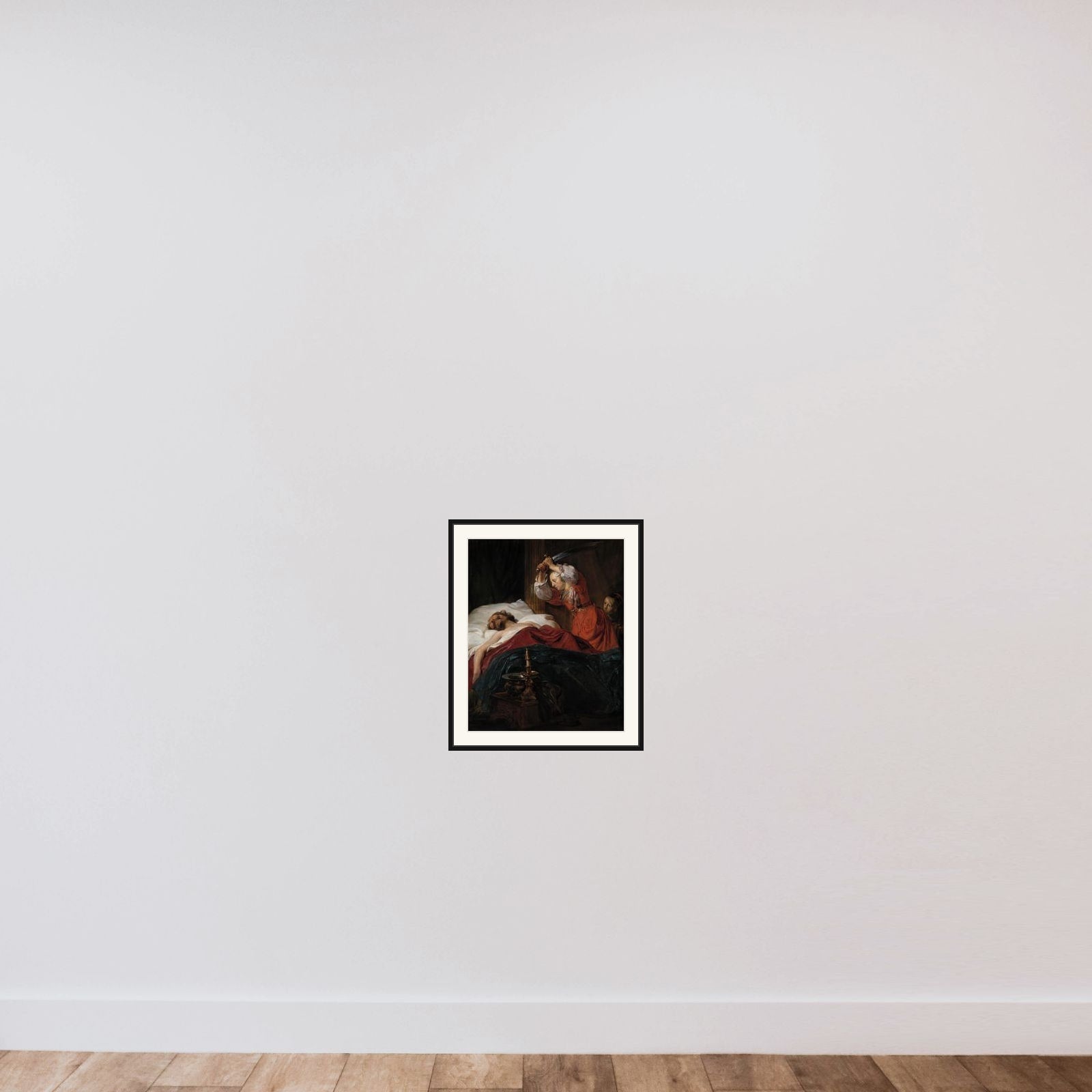 Judith and Holofernes framed — shown to scale