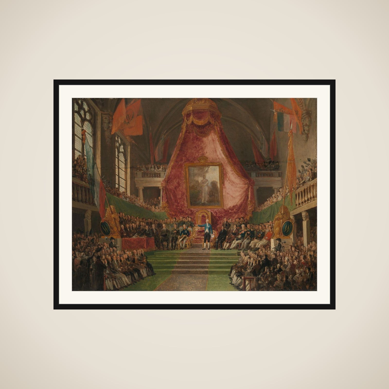The Solemn Inauguration of University of Ghent by the Prince of Orange in the Throne Room of the Town Hall on 9 October 1817 framed