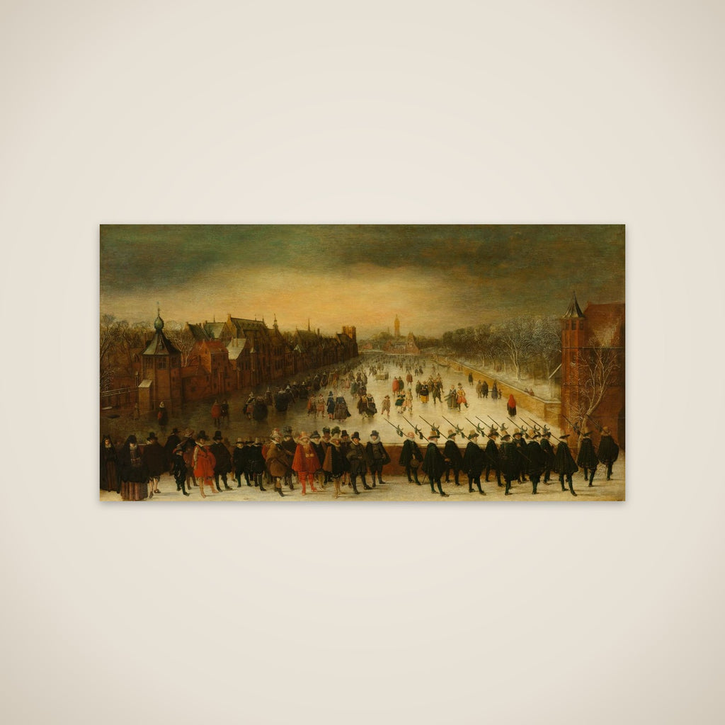 The Vijverberg, The Hague, in Winter, with Prince Maurits and his Retinue in the Foreground unframed print