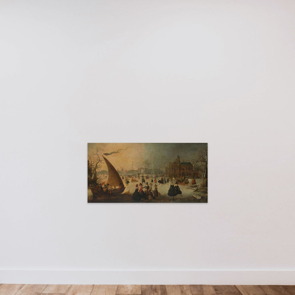 Landscape with Frozen Canal, Skaters and an Ice-Boat unframed — shown to scale