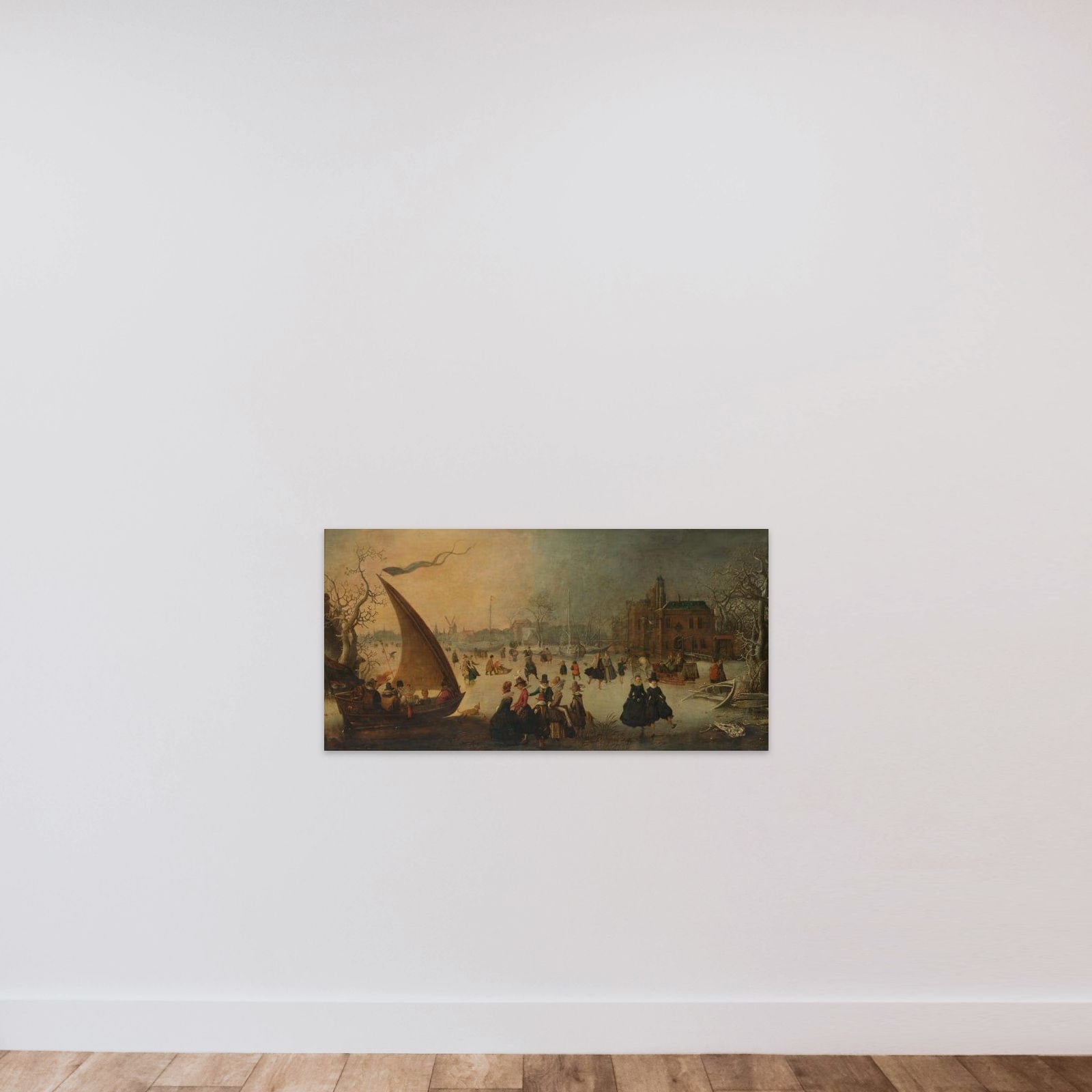 Landscape with Frozen Canal, Skaters and an Ice-Boat unframed — shown to scale