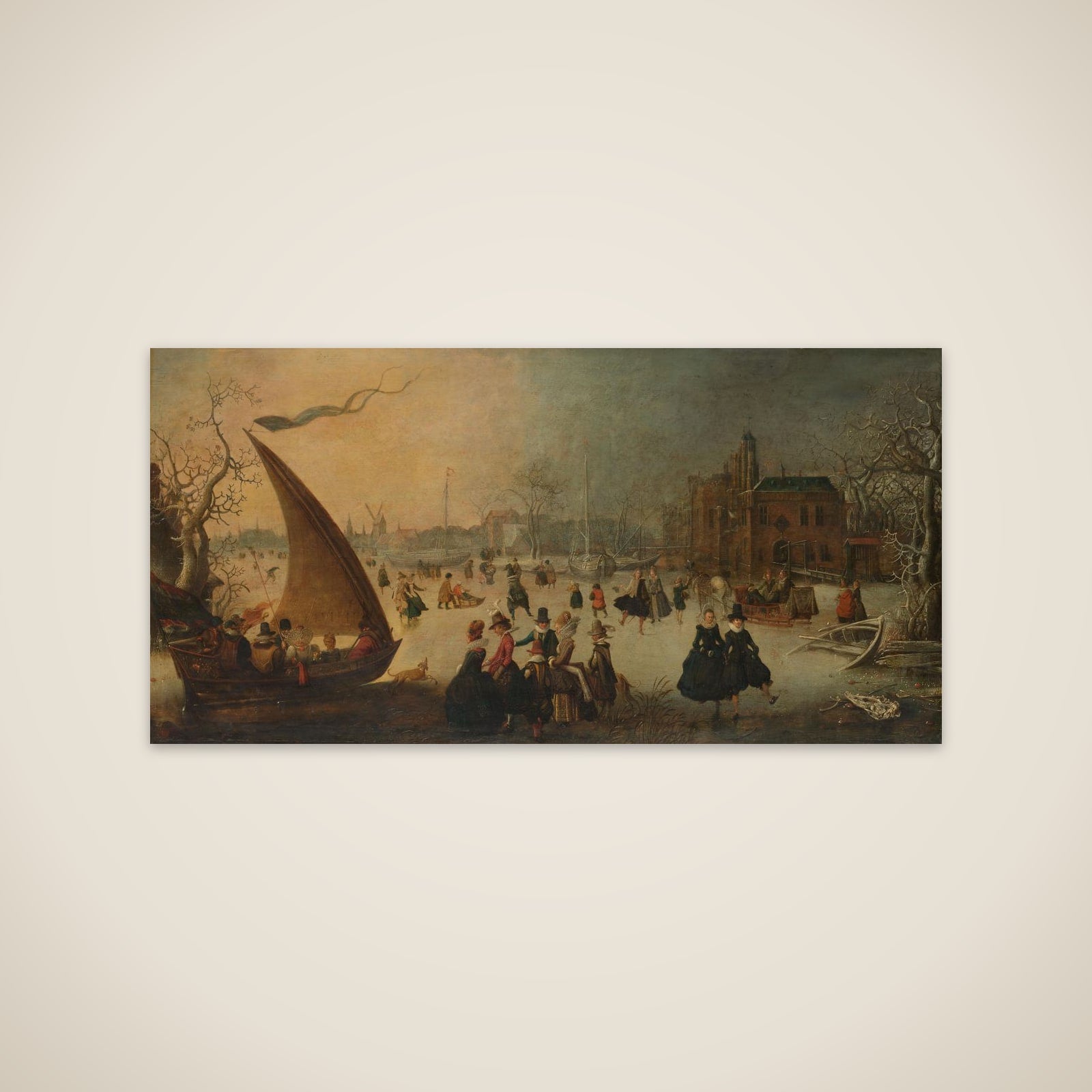 Landscape with Frozen Canal, Skaters and an Ice-Boat unframed print