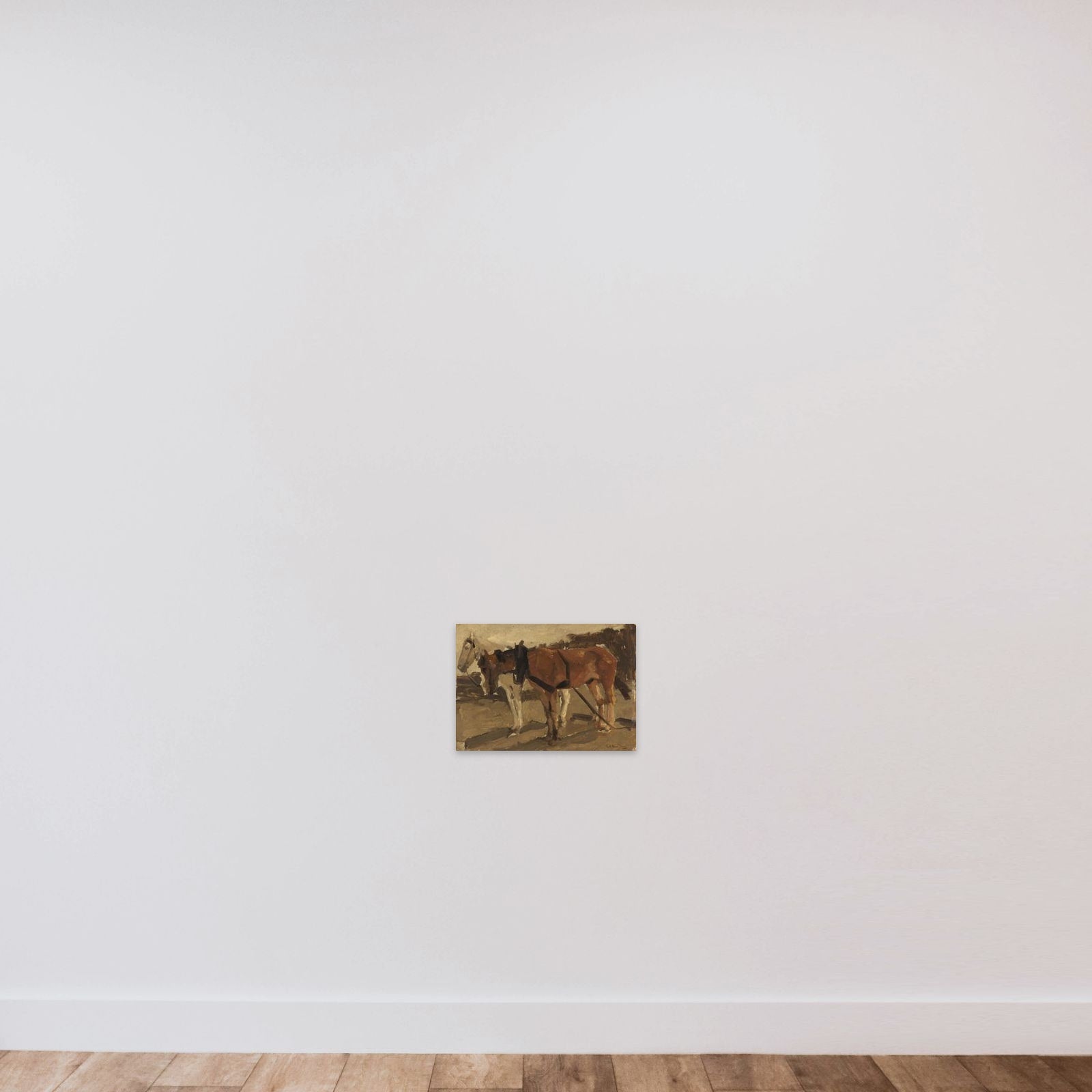 A Brown and a White Horse in Scheveningen unframed — shown to scale