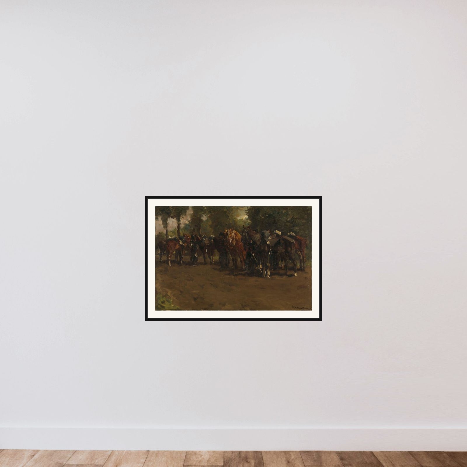 Cavalry at Repose framed — shown to scale