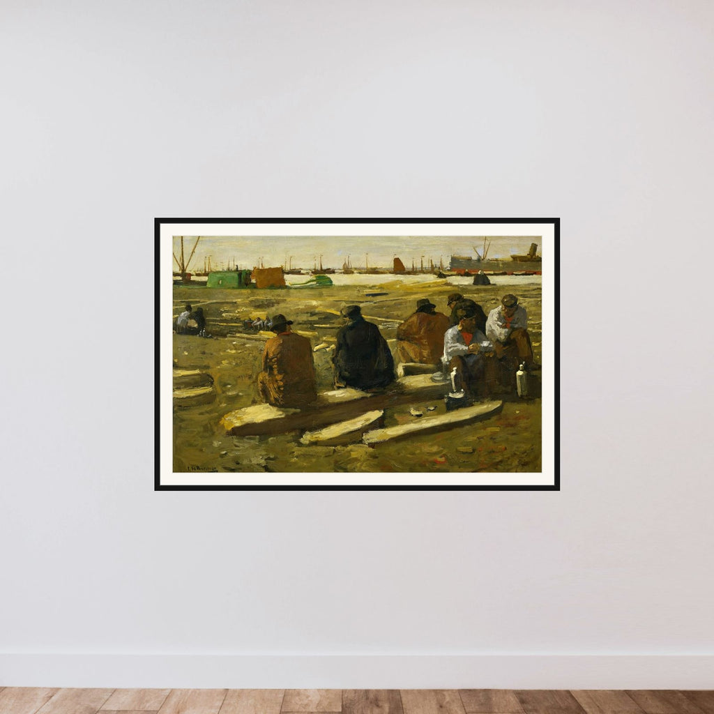 Midday Break at the Building Site on the Van Diemenstraat, Amsterdam framed — shown to scale
