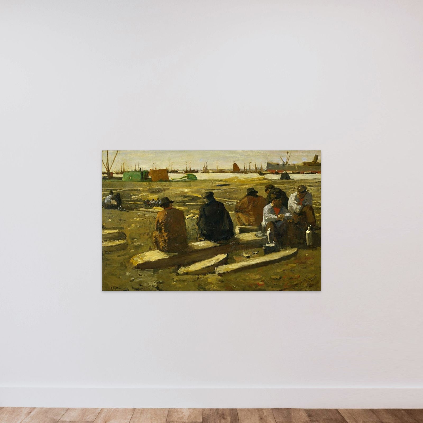 Midday Break at the Building Site on the Van Diemenstraat, Amsterdam unframed — shown to scale