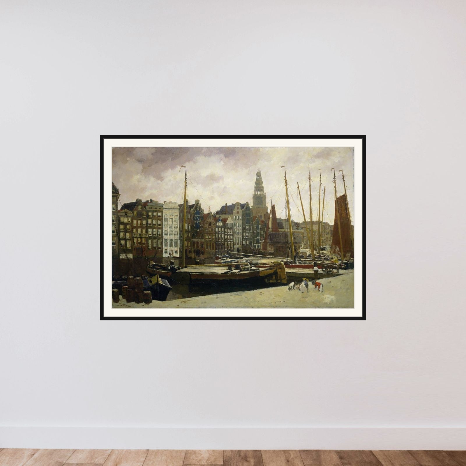 The Damrak, Amsterdam framed — shown to scale