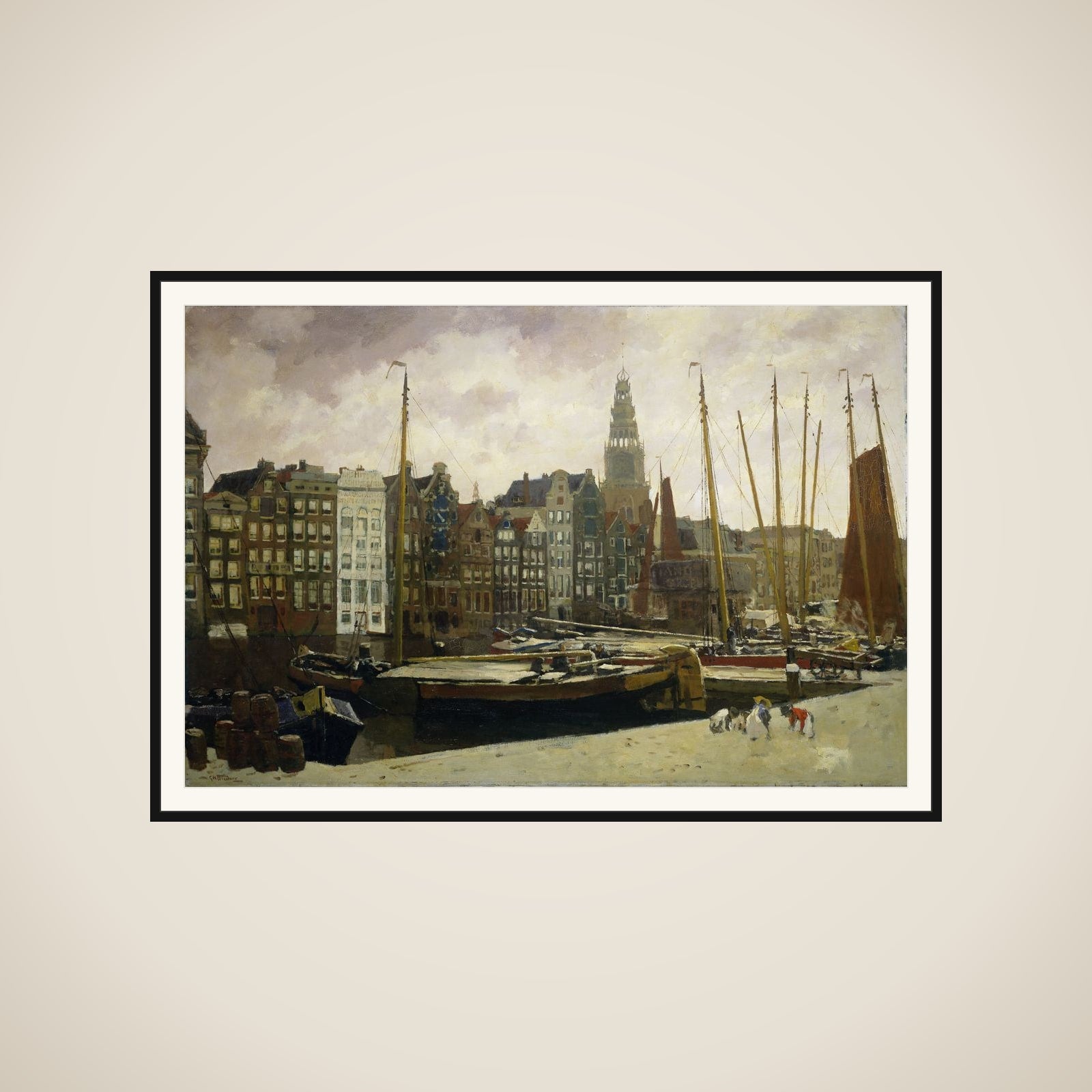 The Damrak, Amsterdam framed