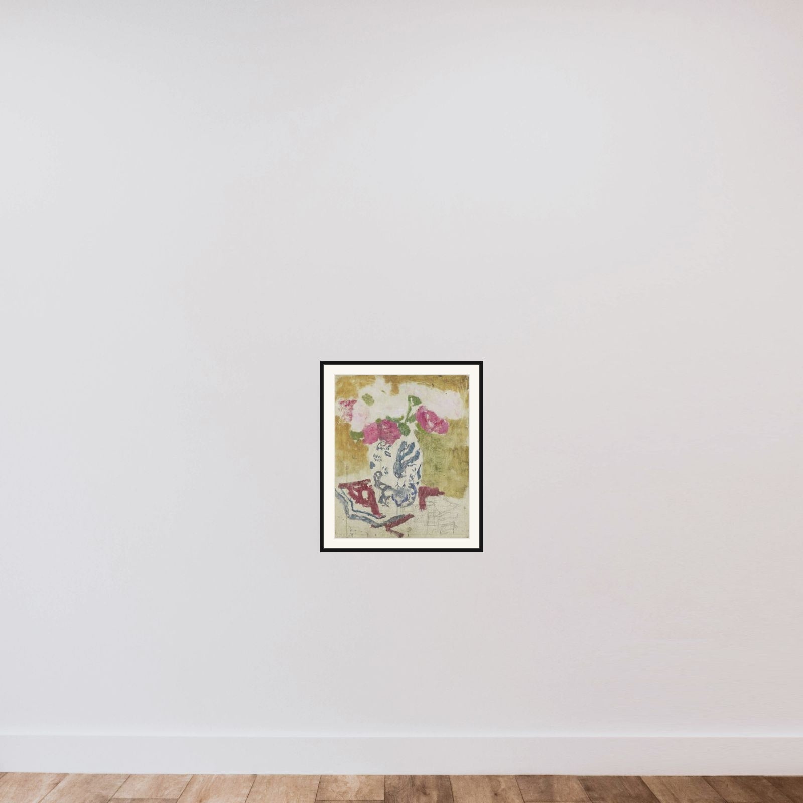 Vase with Pink Flowers framed — shown to scale