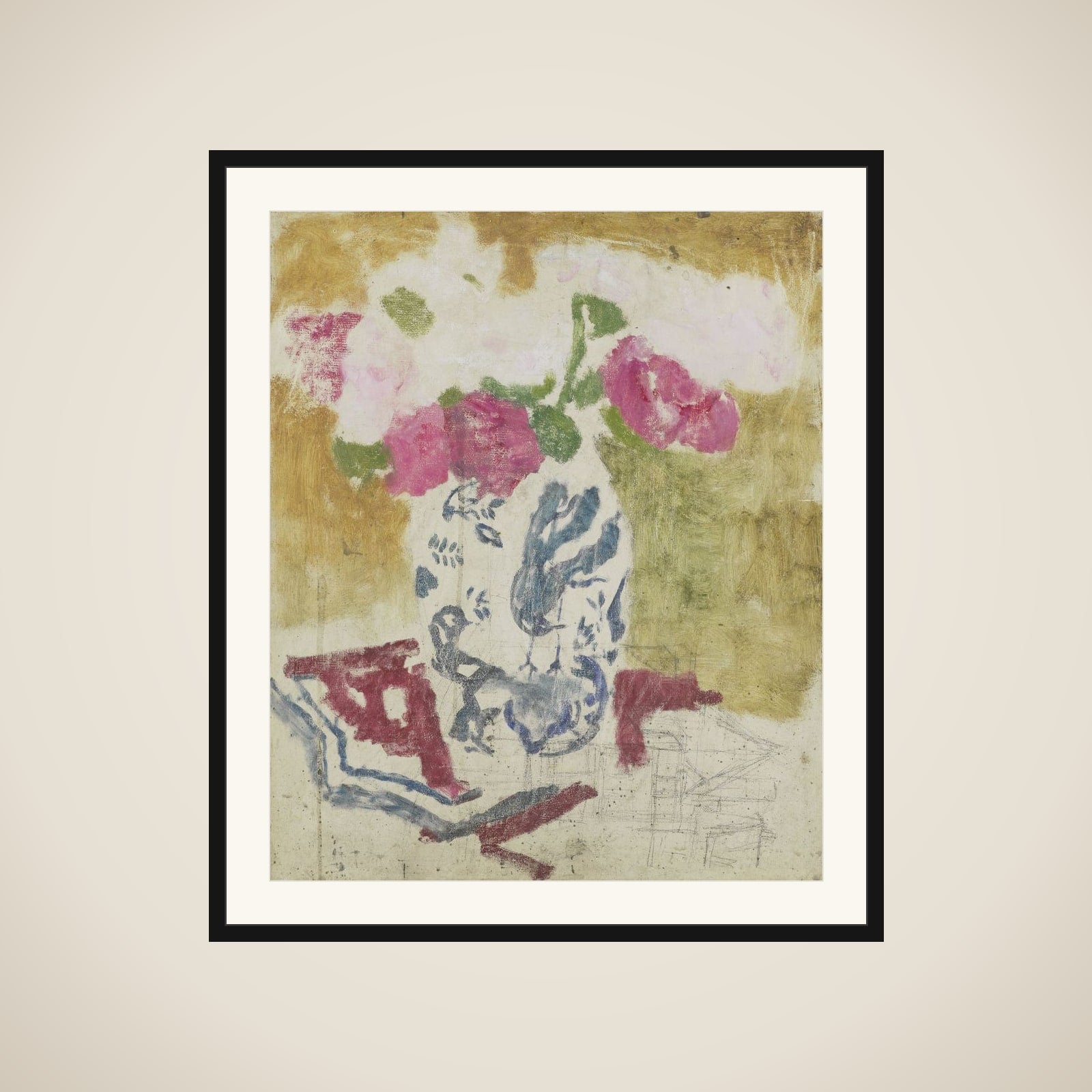 Vase with Pink Flowers framed