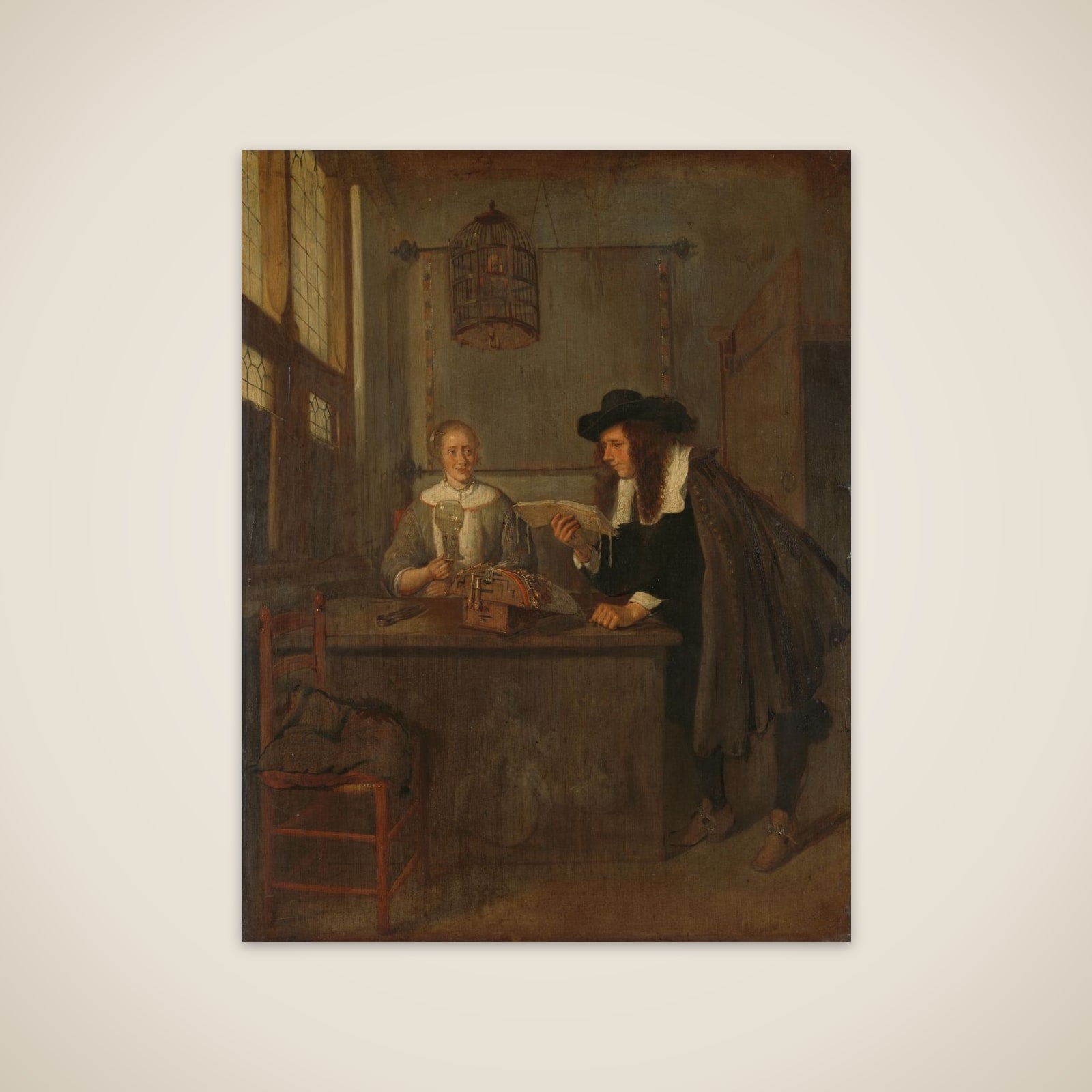 Interior with Lace-Worker and a Visitor unframed print