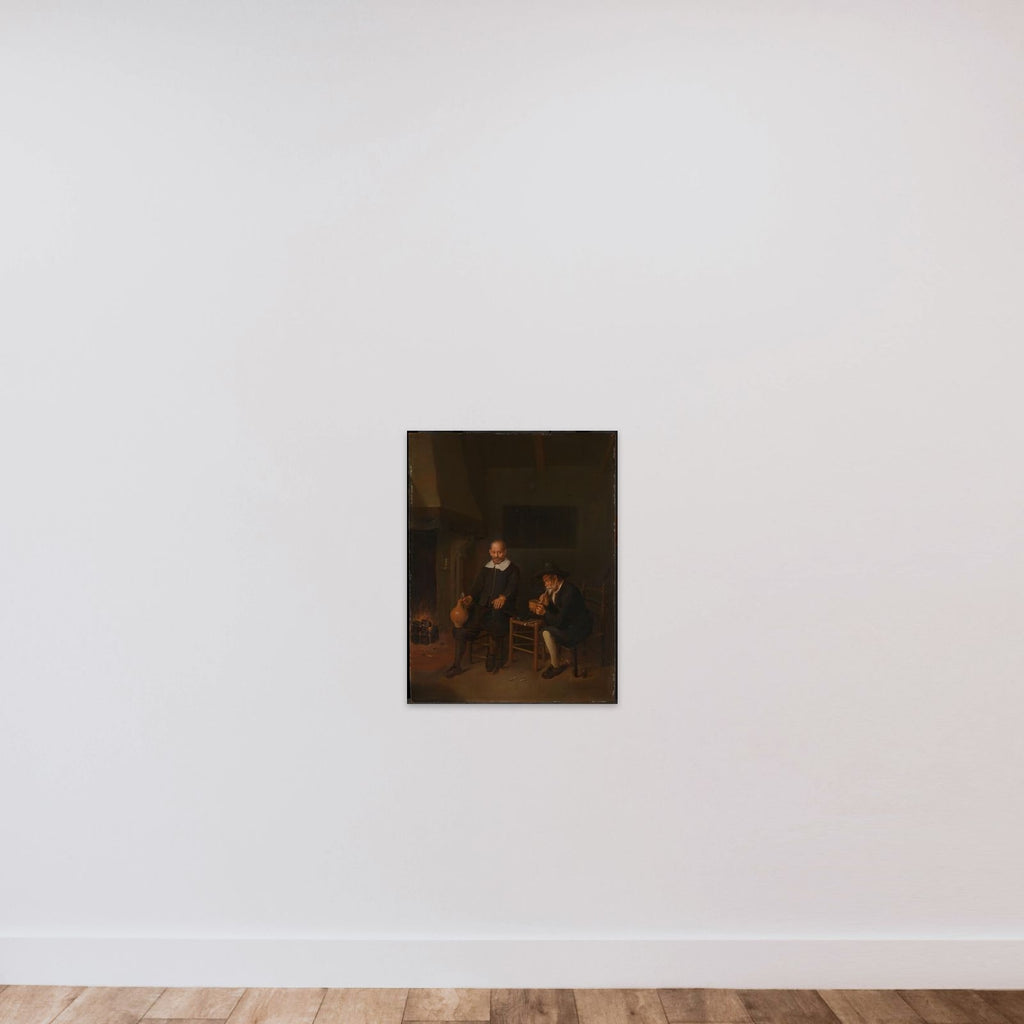 Interior with Two Men by the Fireside unframed — shown to scale