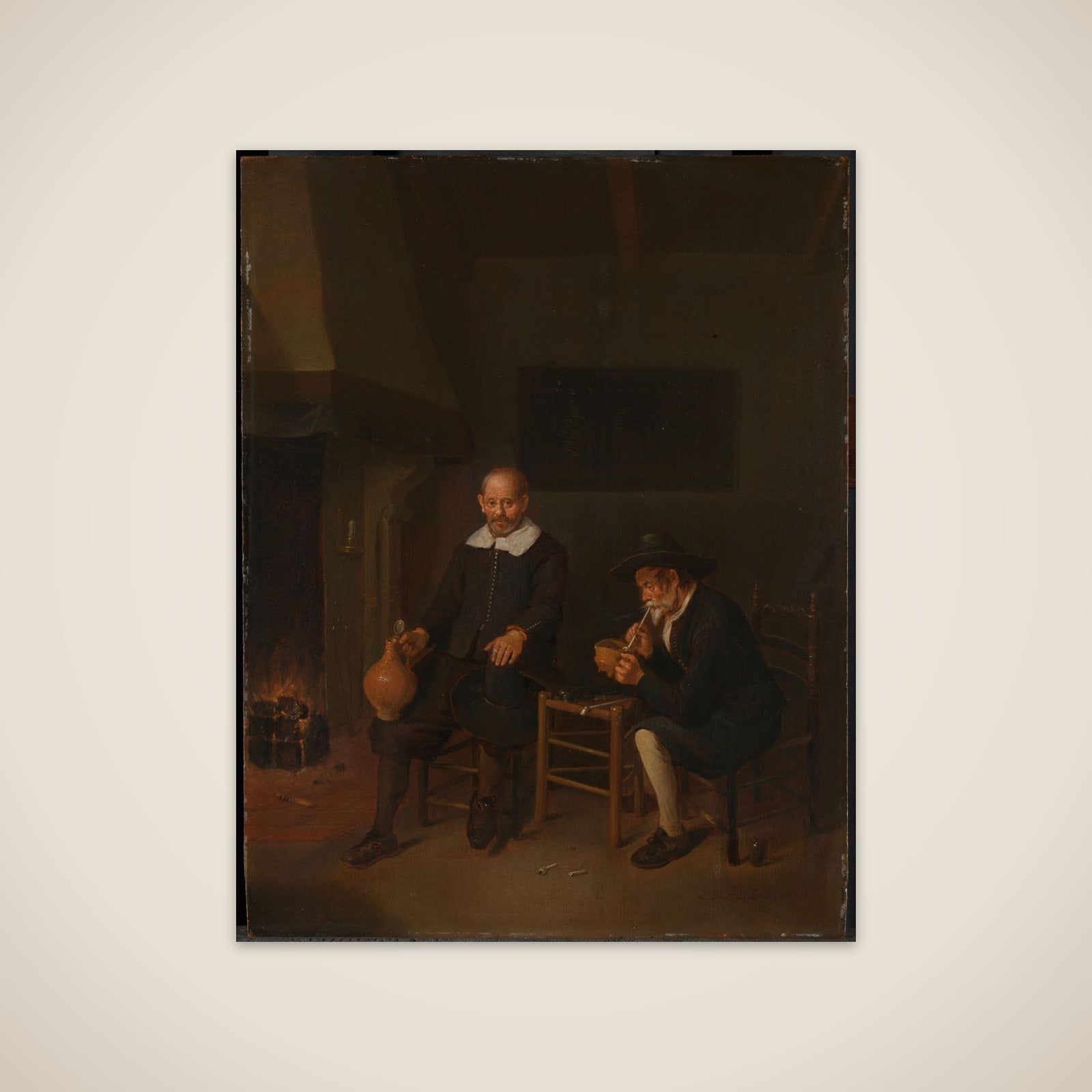 Interior with Two Men by the Fireside unframed print