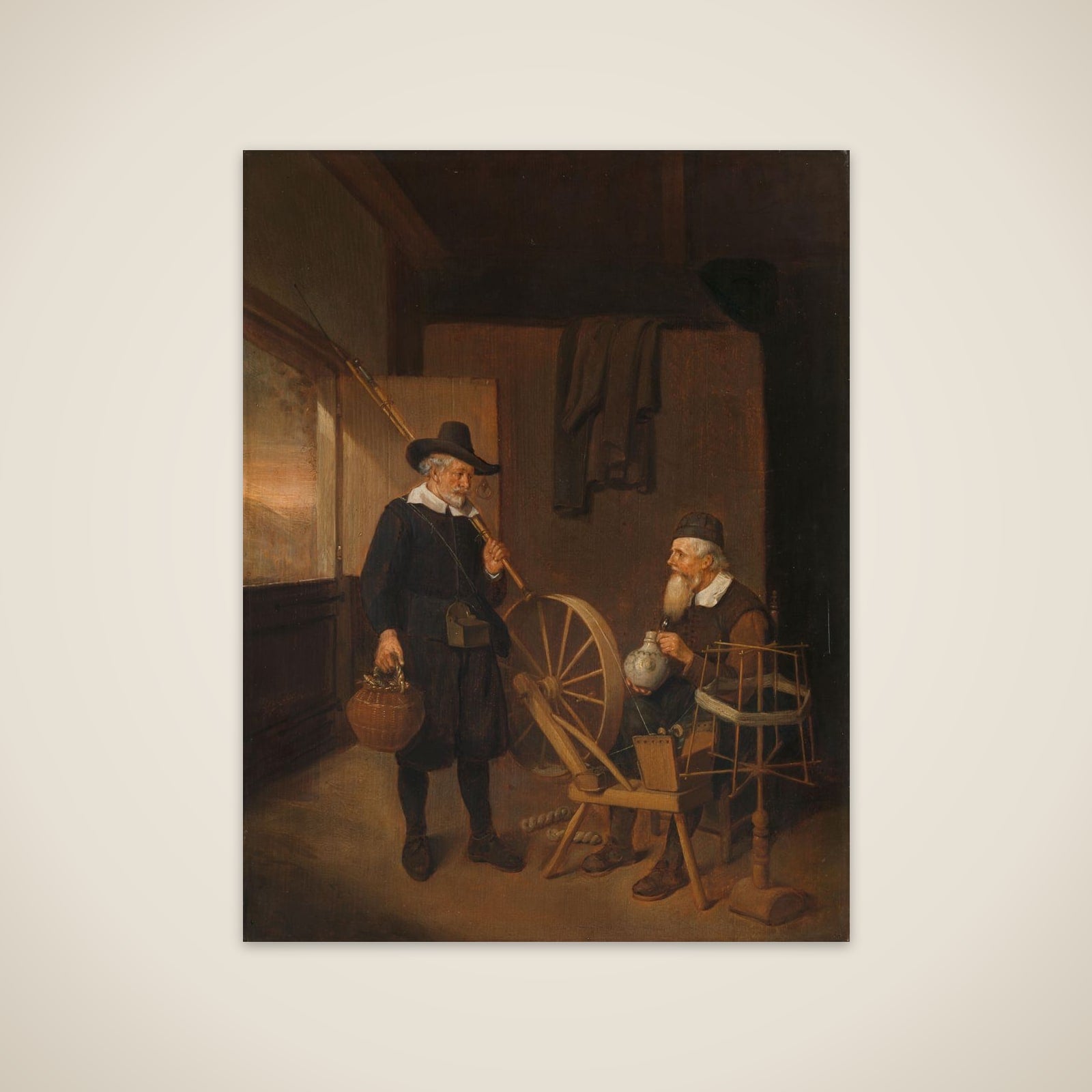 Interior with Fisherman and Man beside a Bobbin and Spool unframed print