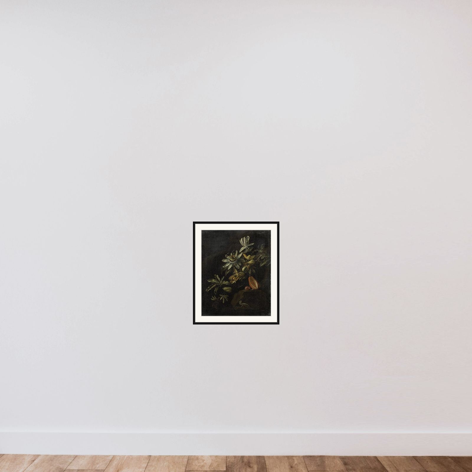 Still Life with Passionflowers framed — shown to scale