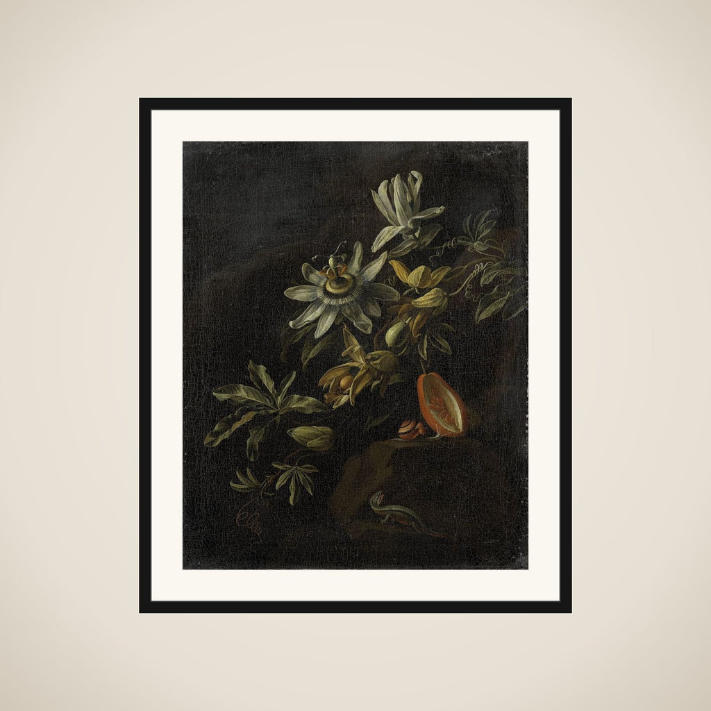 Still Life with Passionflowers framed