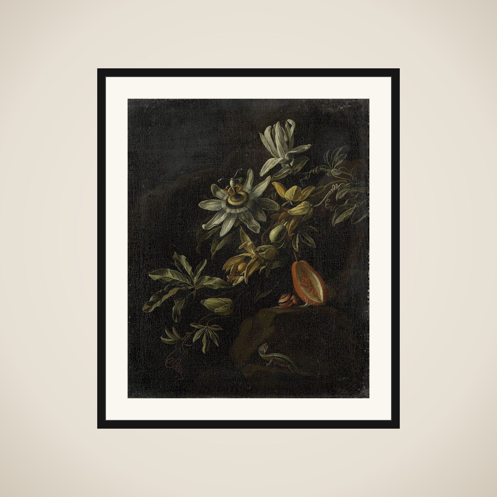 Still Life with Passionflowers framed