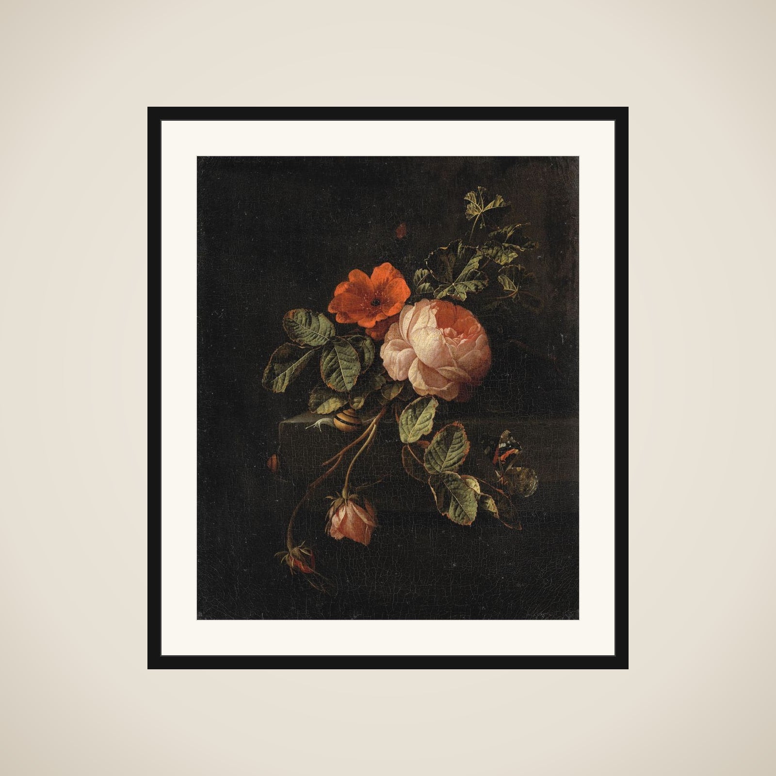 Still Life with Roses framed
