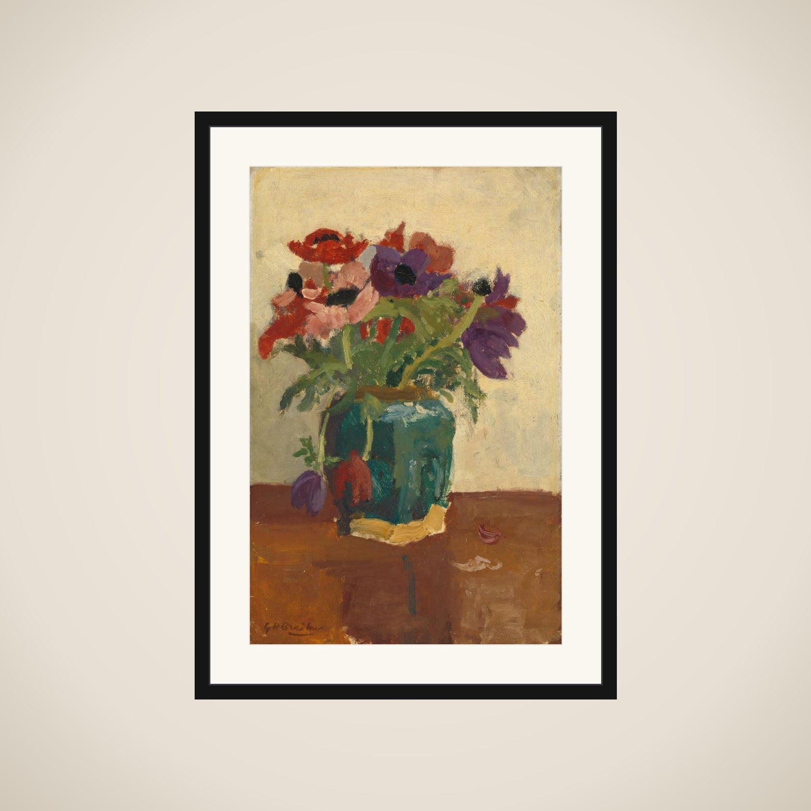 Ginger Pot wit Anemones framed