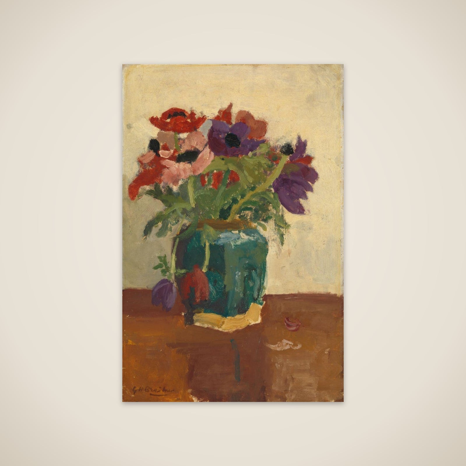 Ginger Pot wit Anemones unframed print