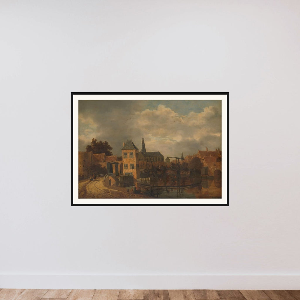 View of the Town of Haarlem, taken from the Spaarne River, showing the Eendjespoort framed — shown to scale
