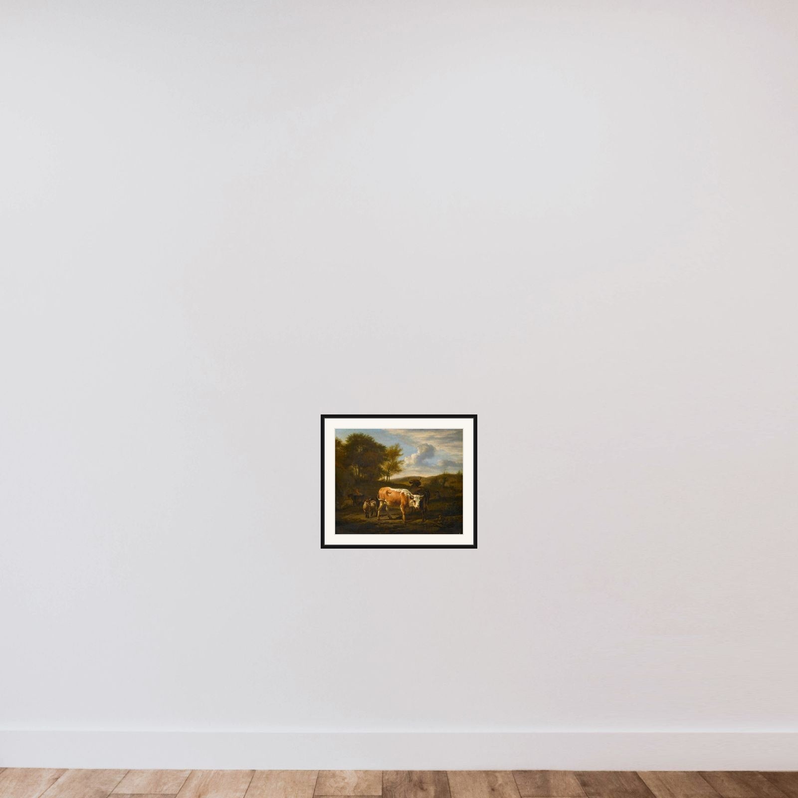 Mountainous Landscape with Cows framed — shown to scale