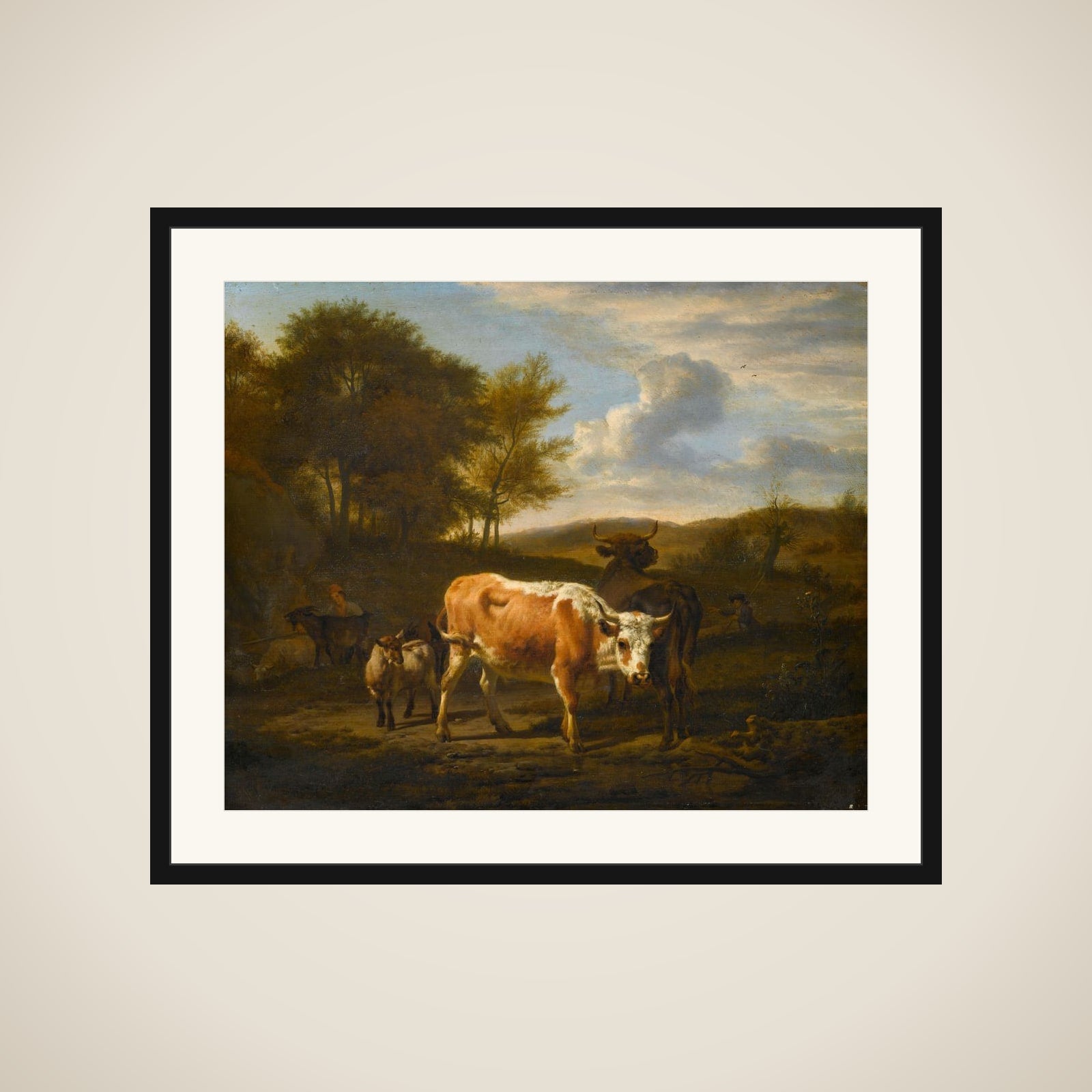 Mountainous Landscape with Cows framed