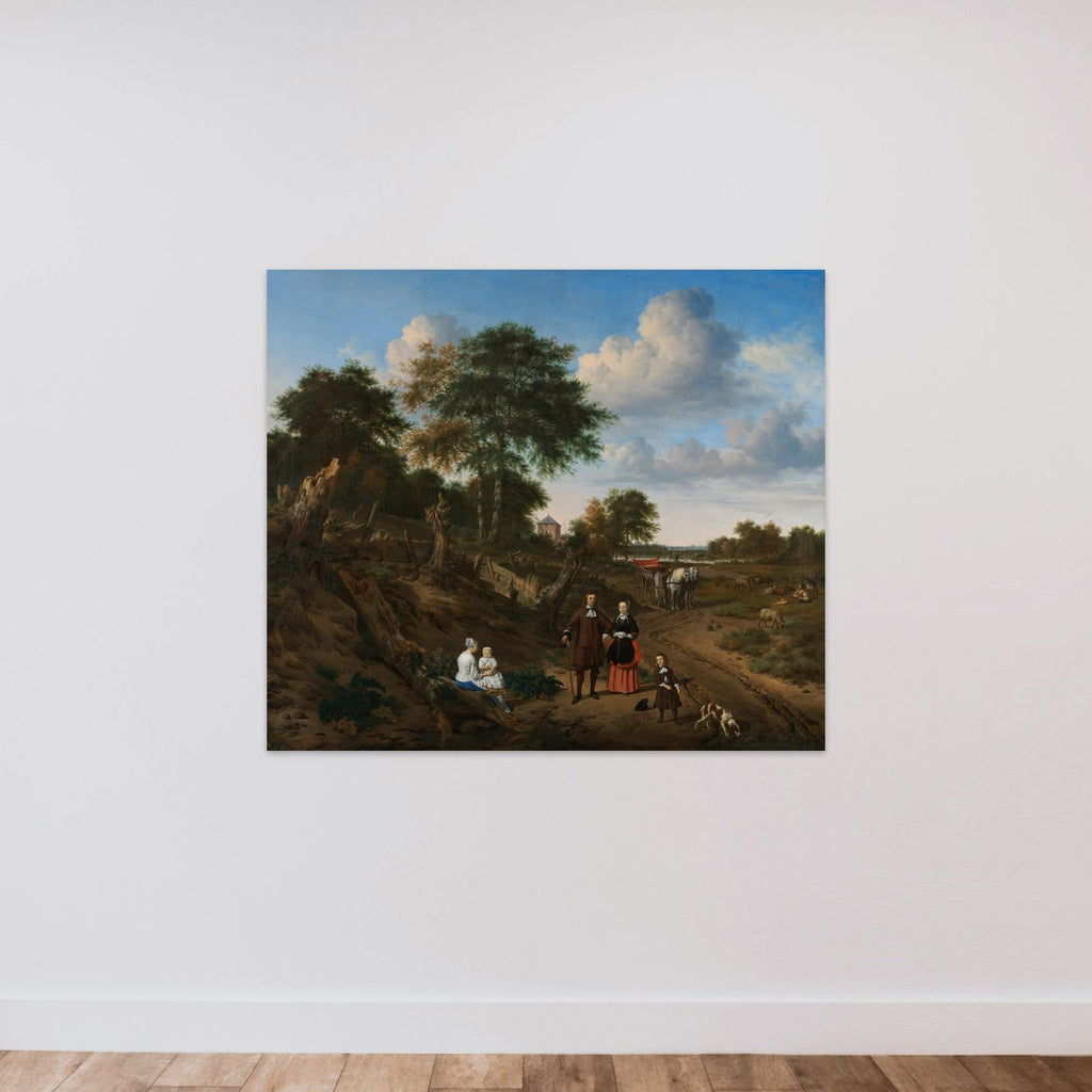 Portrait of a Couple with Two Children and a Nursemaid in a Landscape unframed — shown to scale