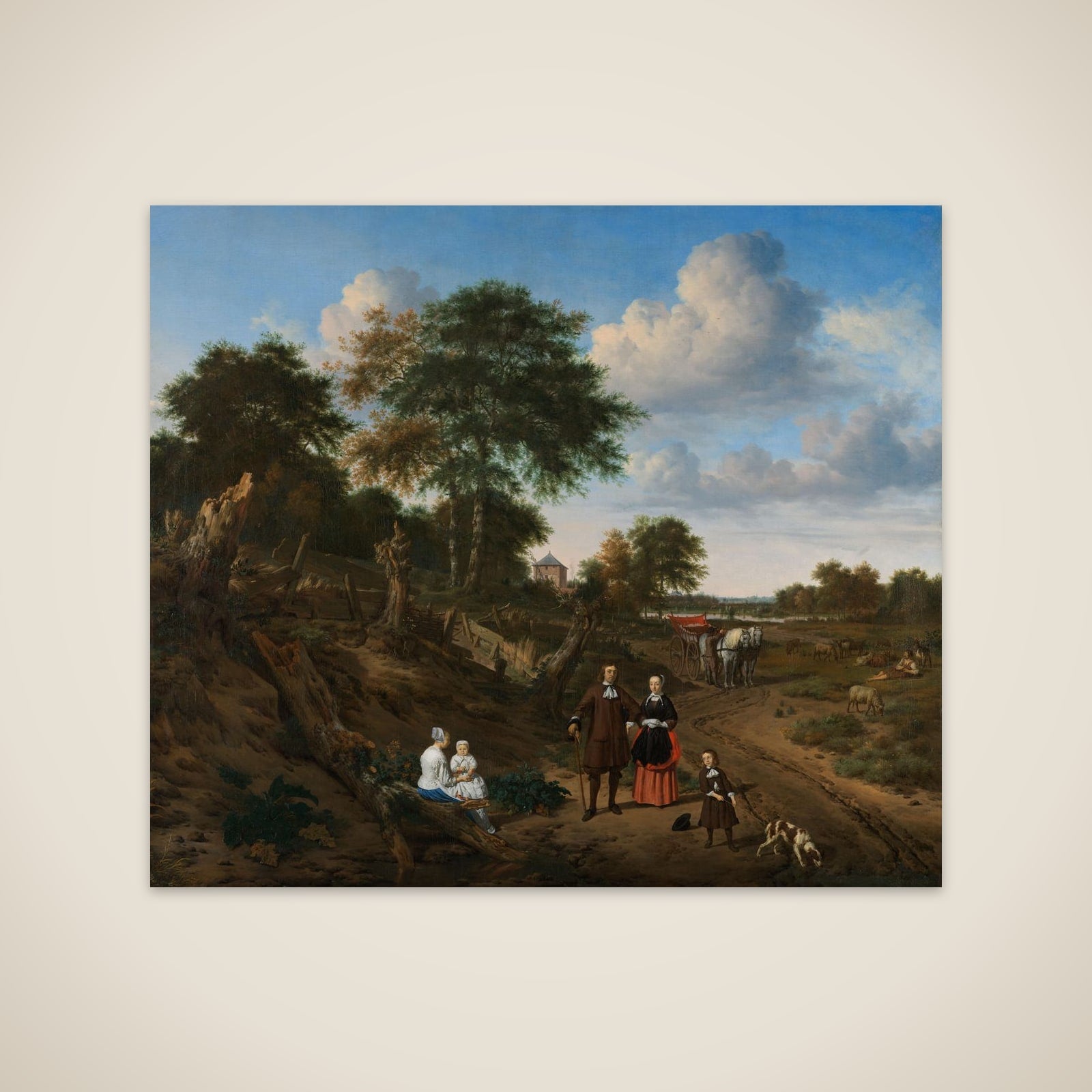 Portrait of a Couple with Two Children and a Nursemaid in a Landscape unframed print