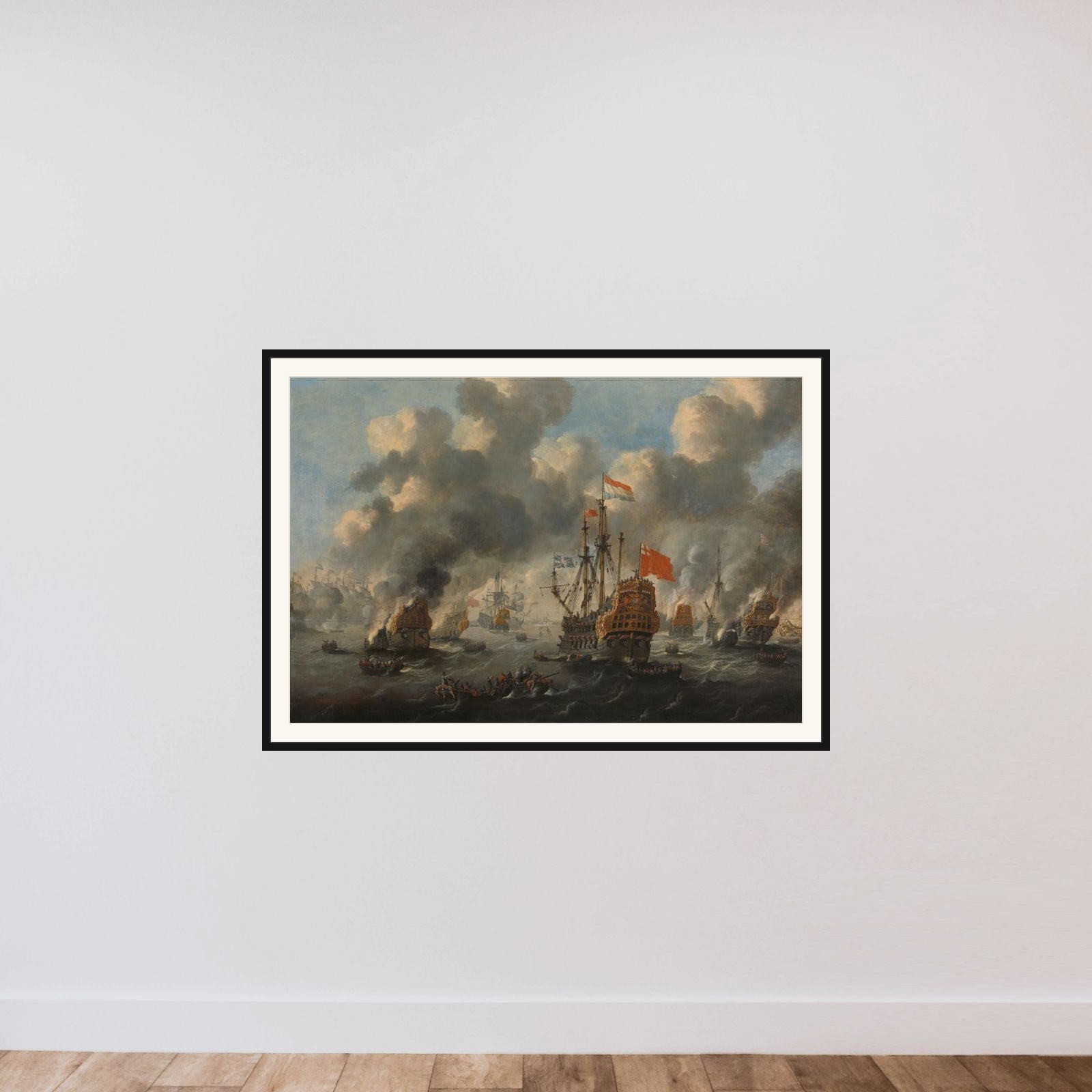 The Dutch Raid on the Medway, 1667 framed — shown to scale