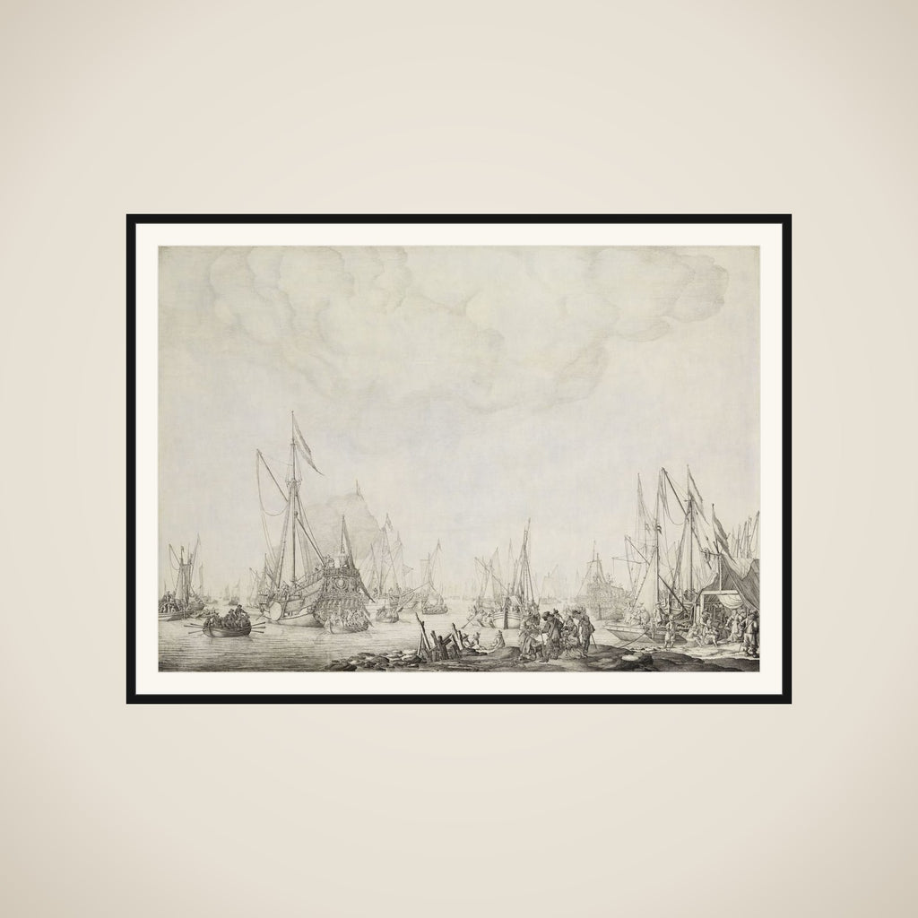 The Royal and State Yachts, possibly the Arrival of Charles II of England at Moerdijk, 1660 framed
