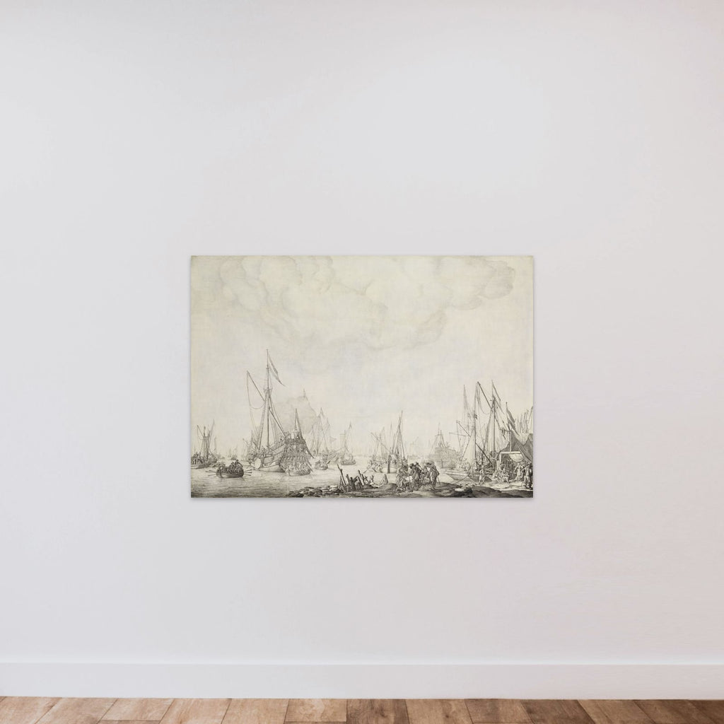The Royal and State Yachts, possibly the Arrival of Charles II of England at Moerdijk, 1660 unframed — shown to scale