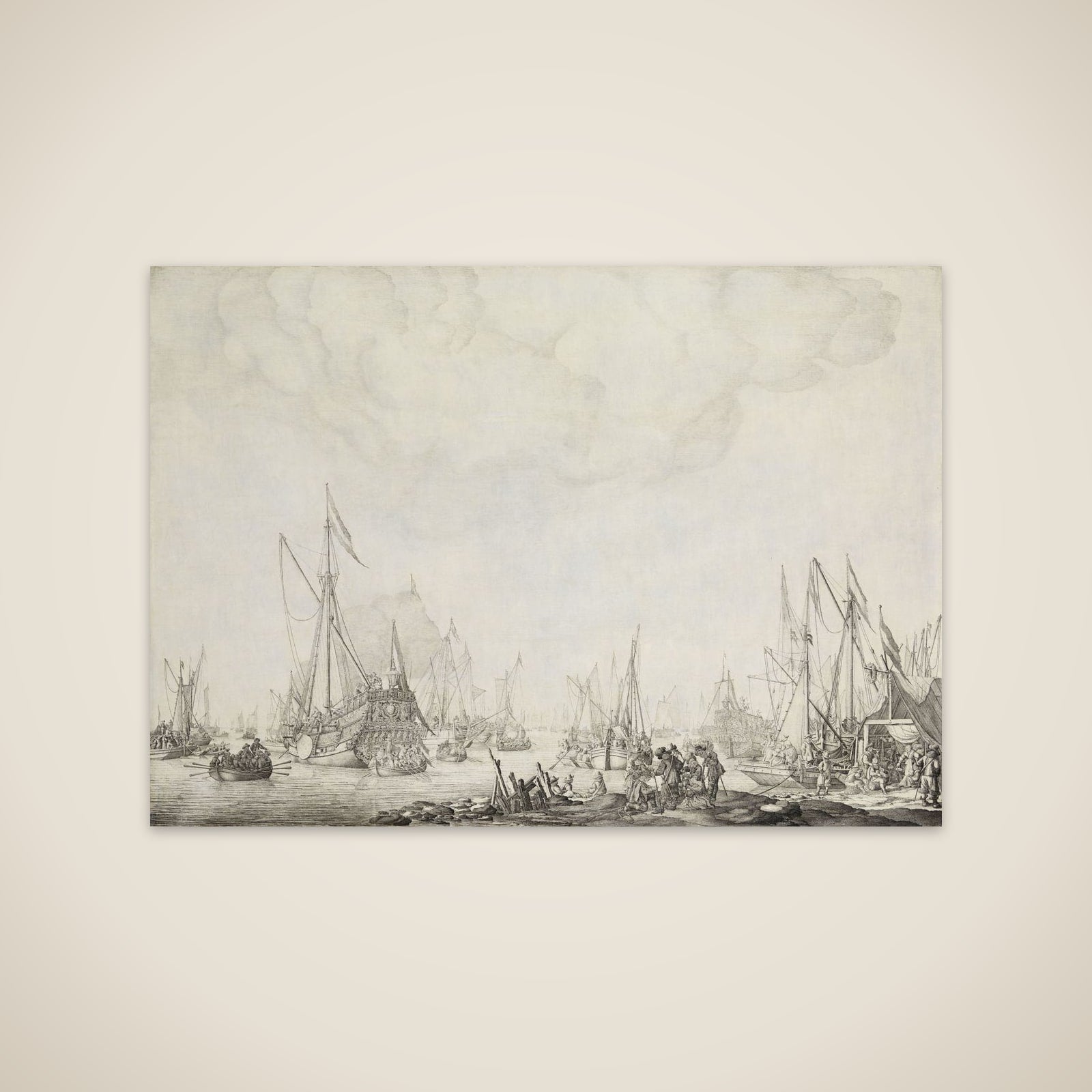 The Royal and State Yachts, possibly the Arrival of Charles II of England at Moerdijk, 1660 unframed print