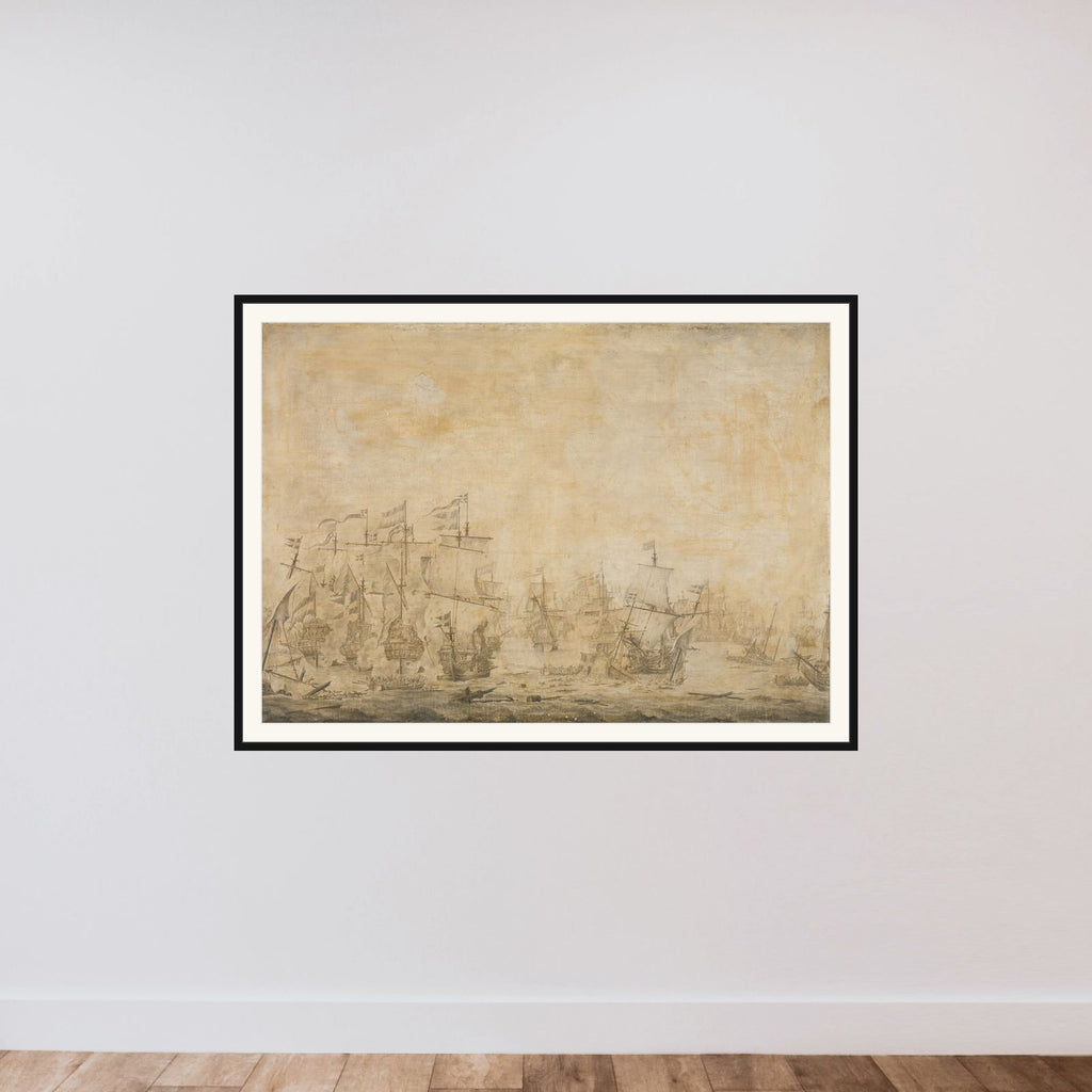Battle between the Dutch and Swedish Fleets, in the Sound, 8 November 1658 framed — shown to scale