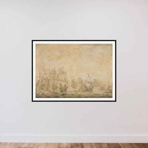Battle between the Dutch and Swedish Fleets, in the Sound, 8 November 1658 framed — shown to scale