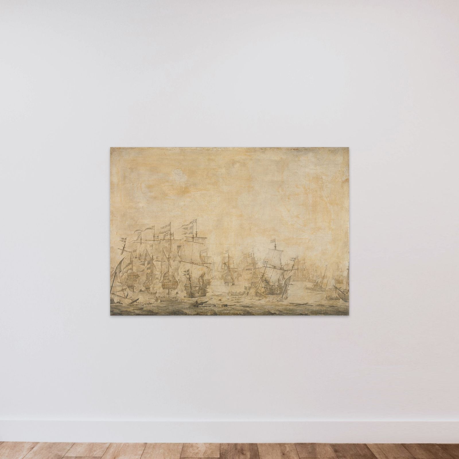 Battle between the Dutch and Swedish Fleets, in the Sound, 8 November 1658 unframed — shown to scale