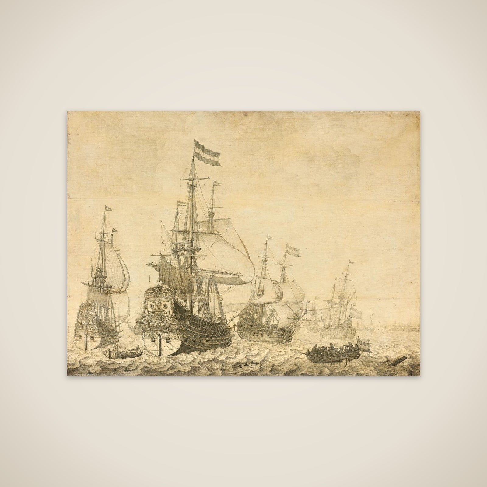 "Seascape with the Dutch Men-of-War including the "Drenthe" and the "Prince Frederick-Henry"" unframed print