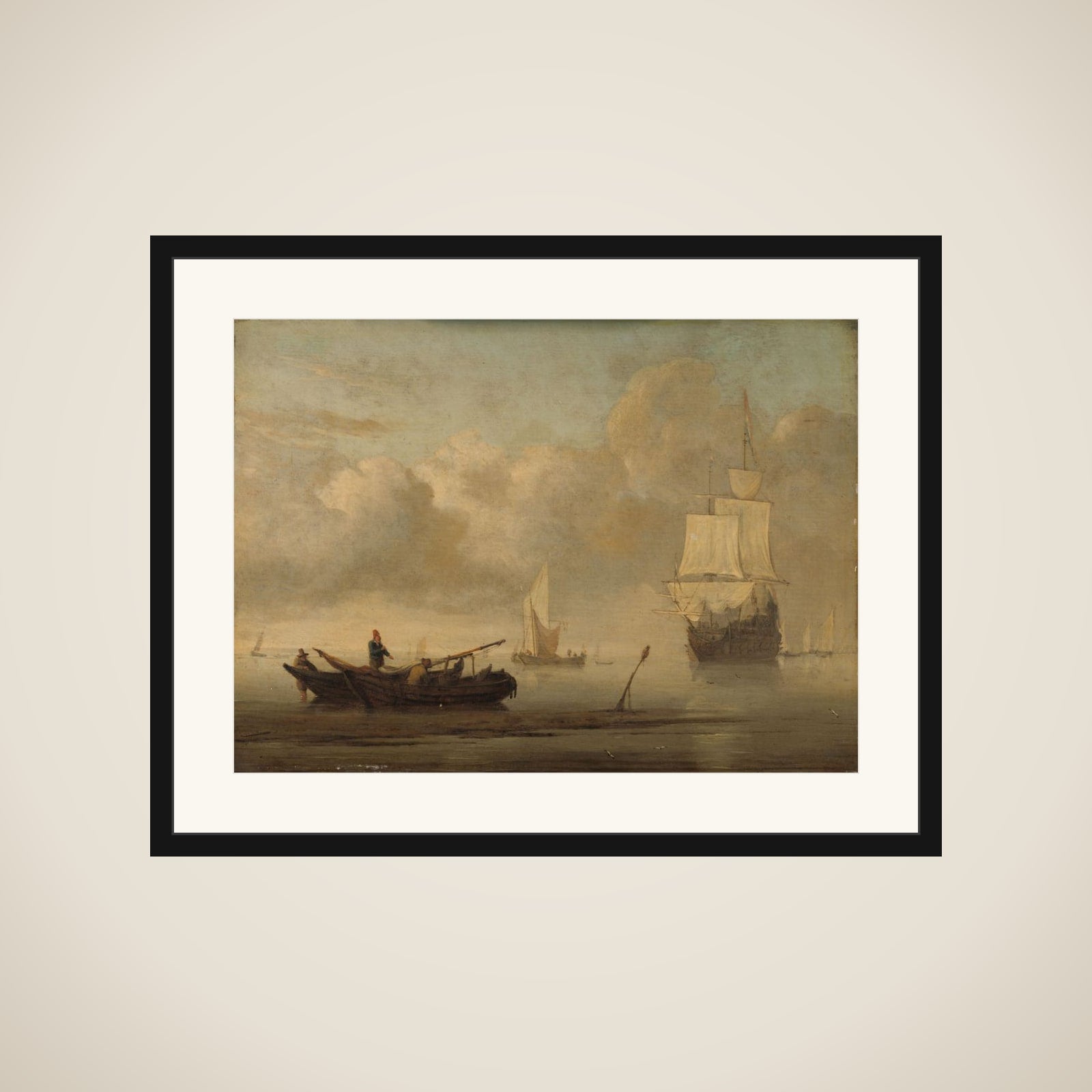Ships near the Coast during a Calm framed