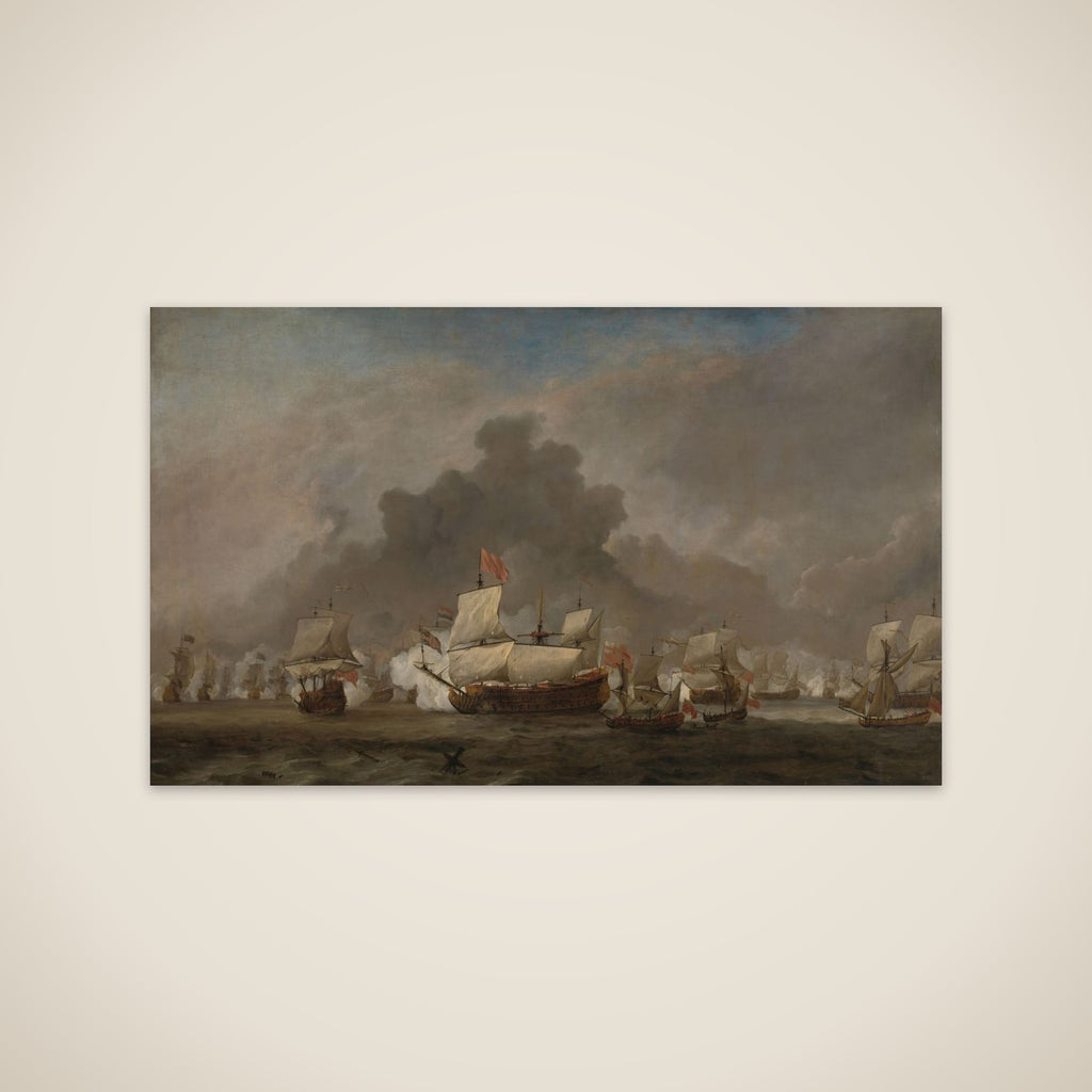 "Naval Battle between Michiel Adriaenszoon de Ruyter and the Duke of York on the ""Royal Prince"" during the Battle of Solebay, 7 June 1672:  episode from the Third Anglo-Dutch War" unframed print