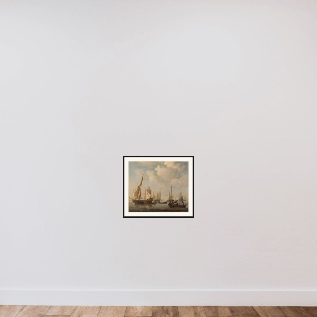 A Calm at Sea framed — shown to scale