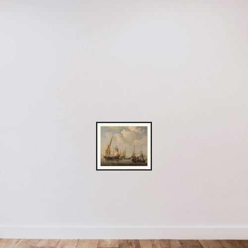 A Calm at Sea framed — shown to scale