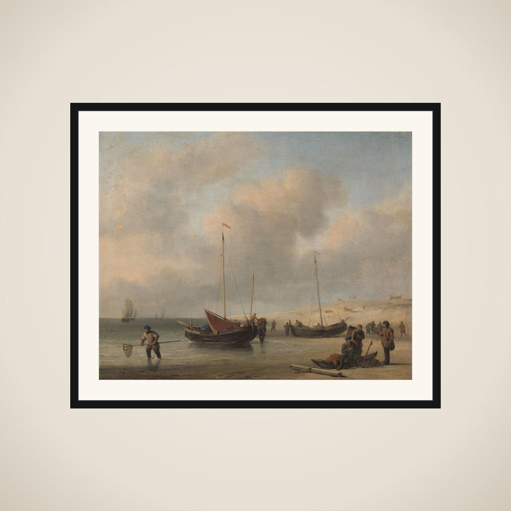 Fishing Boats on Shore (The Shore, Unloading a Fishing Smack) framed