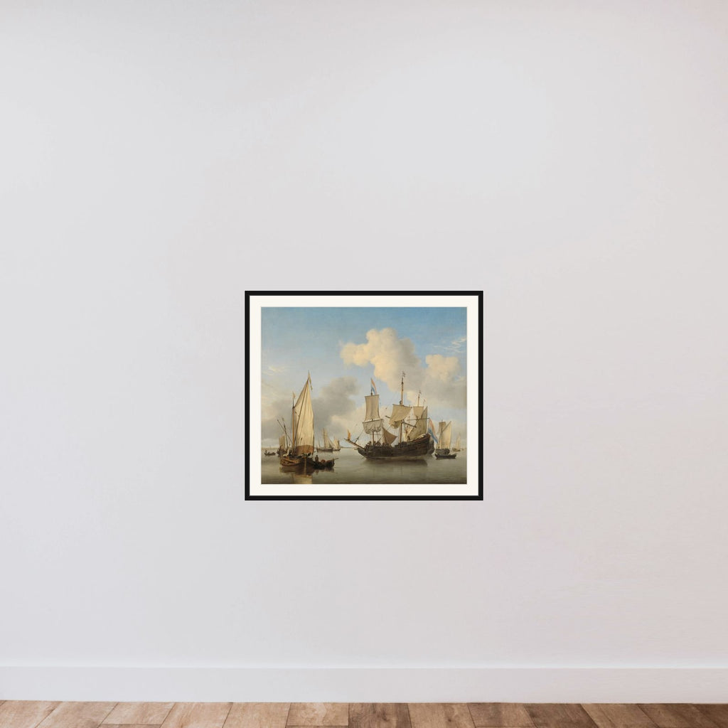 Ships at Anchor on the Coast framed — shown to scale