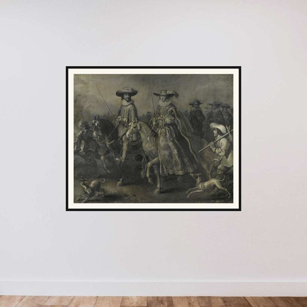 Friedrich V (1596-1632), Elector of the Palatinate, King of Bohemia, and his Wife Elizabeth Stuart (1596-1662) on Horseback framed — shown to scale