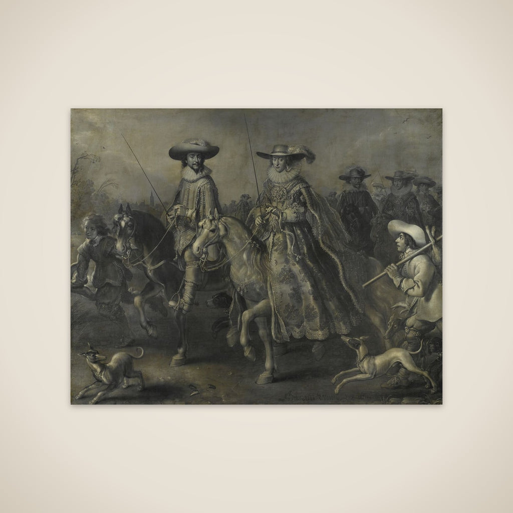 Friedrich V (1596-1632), Elector of the Palatinate, King of Bohemia, and his Wife Elizabeth Stuart (1596-1662) on Horseback unframed print