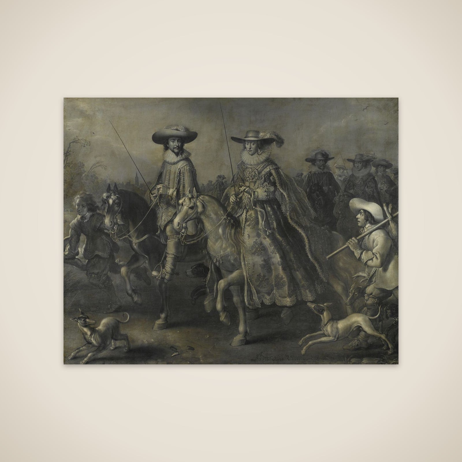 Friedrich V (1596-1632), Elector of the Palatinate, King of Bohemia, and his Wife Elizabeth Stuart (1596-1662) on Horseback unframed print