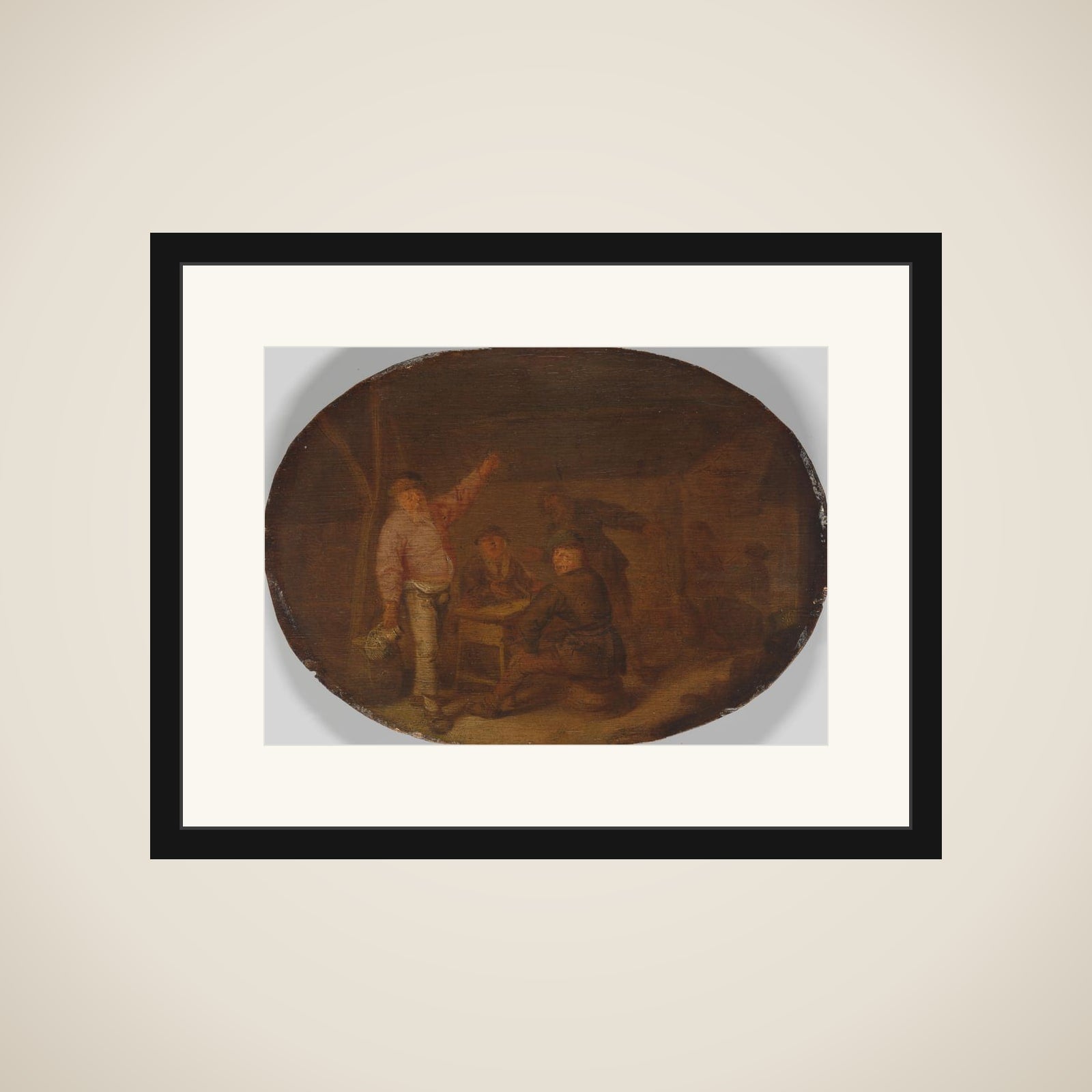 Peasants Drinking in a Barn framed