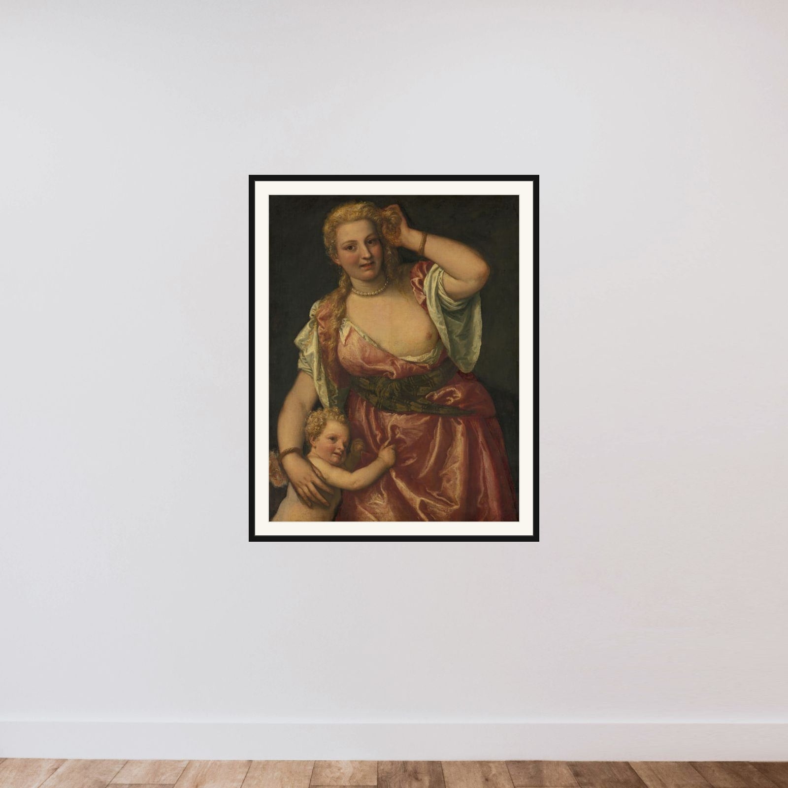 Venus and Cupid framed — shown to scale